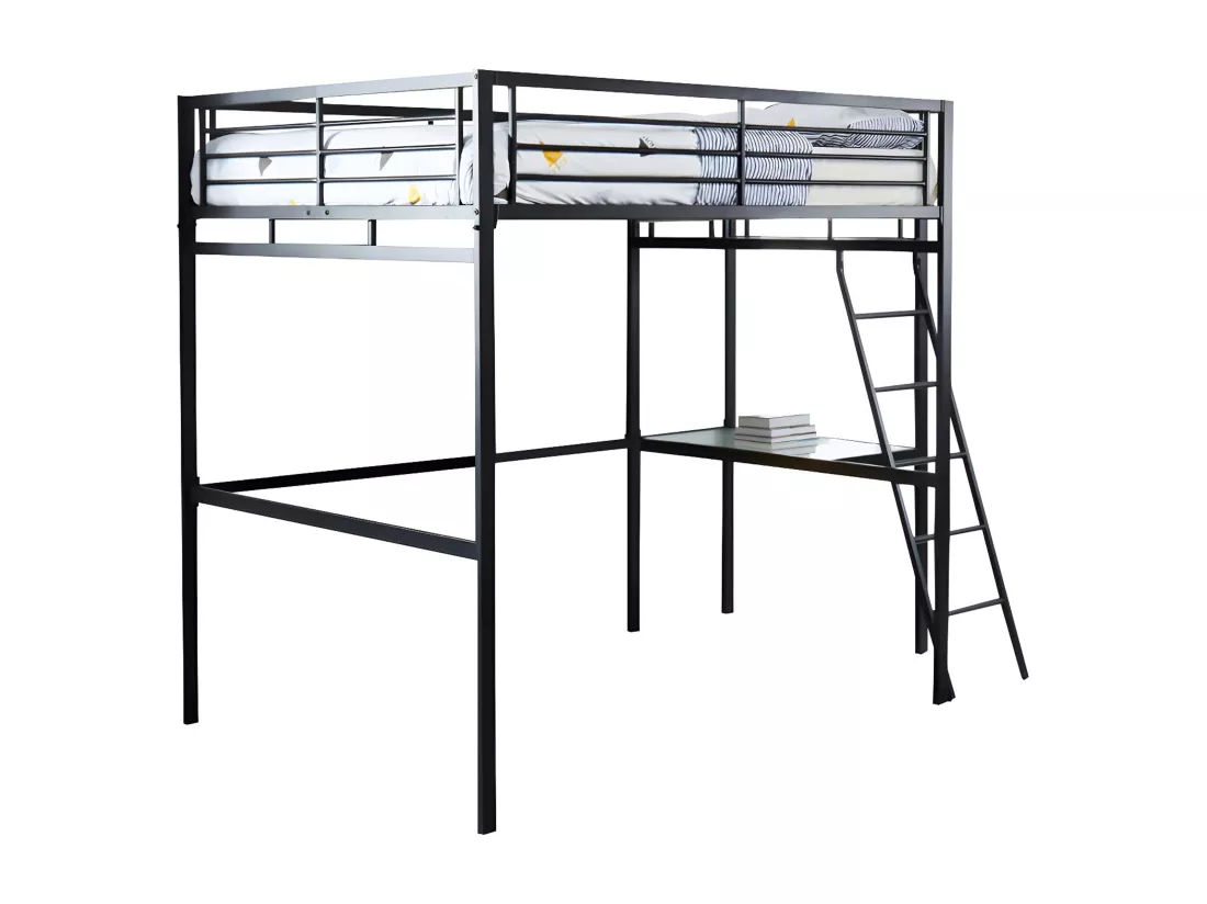 Lit mezzanine CASUAL II - 140 x 190 cm - plateforme bureau - Anthracite