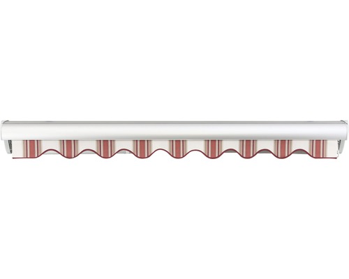 SOLUNA Halfcassette zonnescherm Classic 2,5x1,5, doekdesign 8783, frame E6EV1 zilver geëloxeerd, aandrijving rechts inclusief slinger