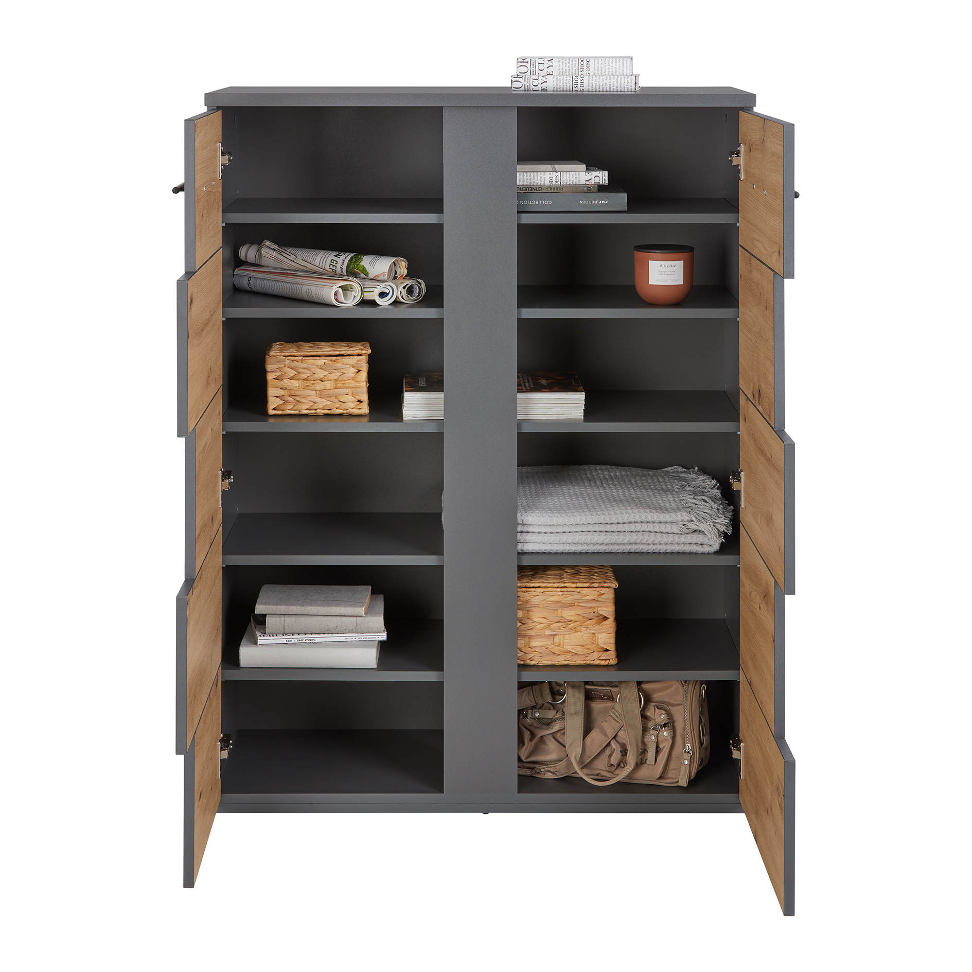 Schuhschrank - anthrazit-Artisan Eiche - 90 cm