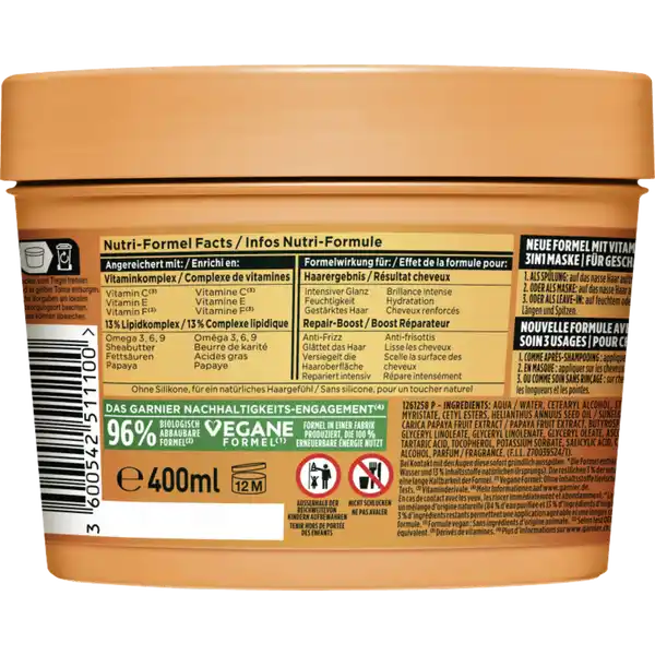 Haarkur Papaya Hair Food 3in1 Maske Geschädigtes Haar
