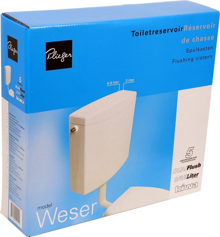Plieger - Weser - Laaghangend Reservoir - Wit - Dualflush