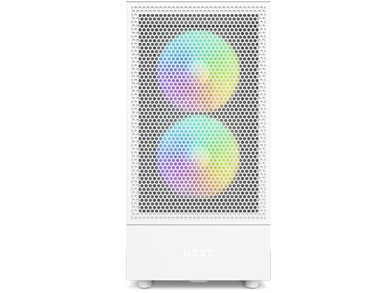 NZXT PC-Gehäuse H5 Flow RGB Weiss matt Kompaktes Mid-Tower-Gehäuse mit Seitenfenster und RGB-Lüftern