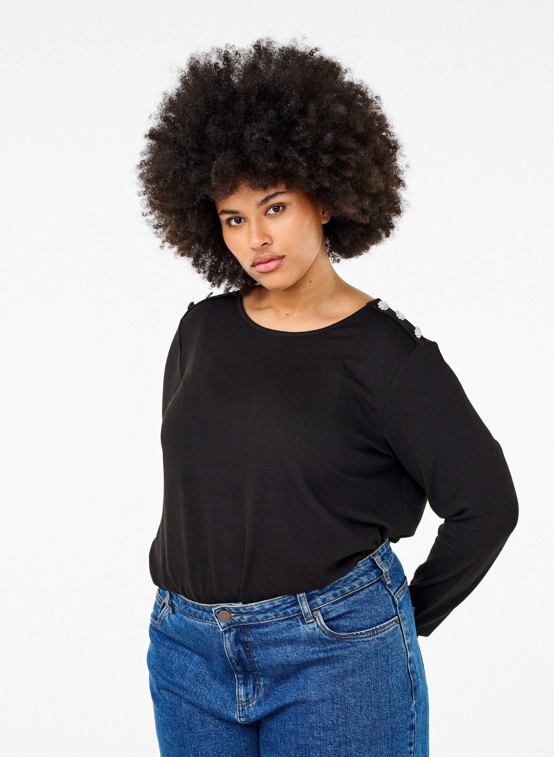 Bluse med pynteknapper