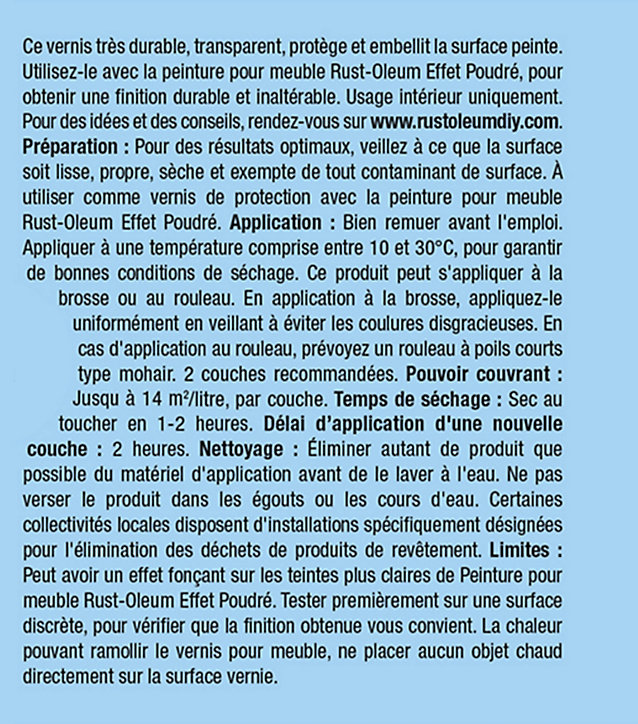 Vernis meubles acrylique effet poudré Rust-Oleum 125ml transparent