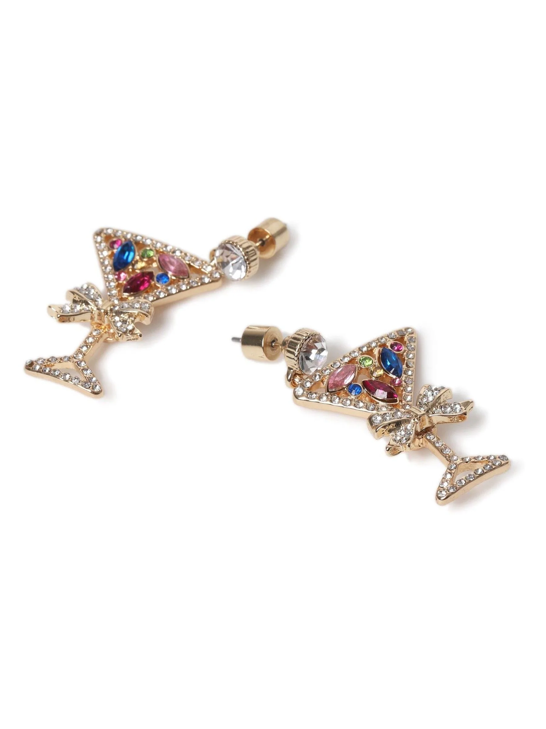 Aela Gold Tone Christmas Cocktail Drop Earrings