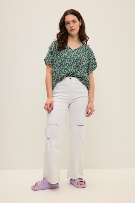 Jeans, Wide Legs, Destroyed, High Waist, 5-Pocket, Elastikbund