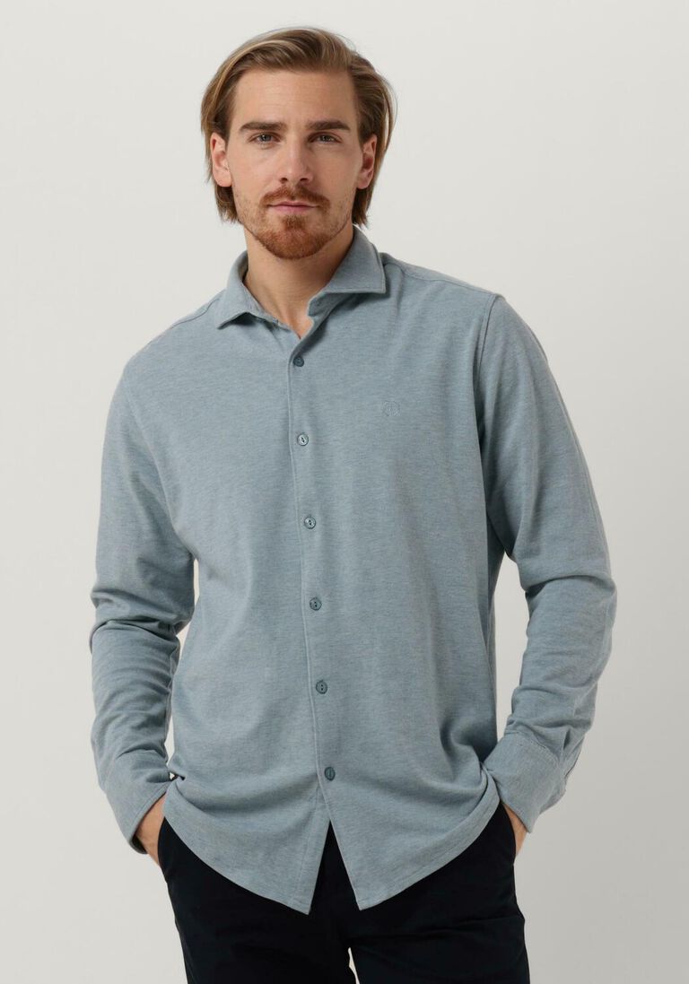 DSTREZZED blauwe dstrezzed casual overhemd shirt melange pique