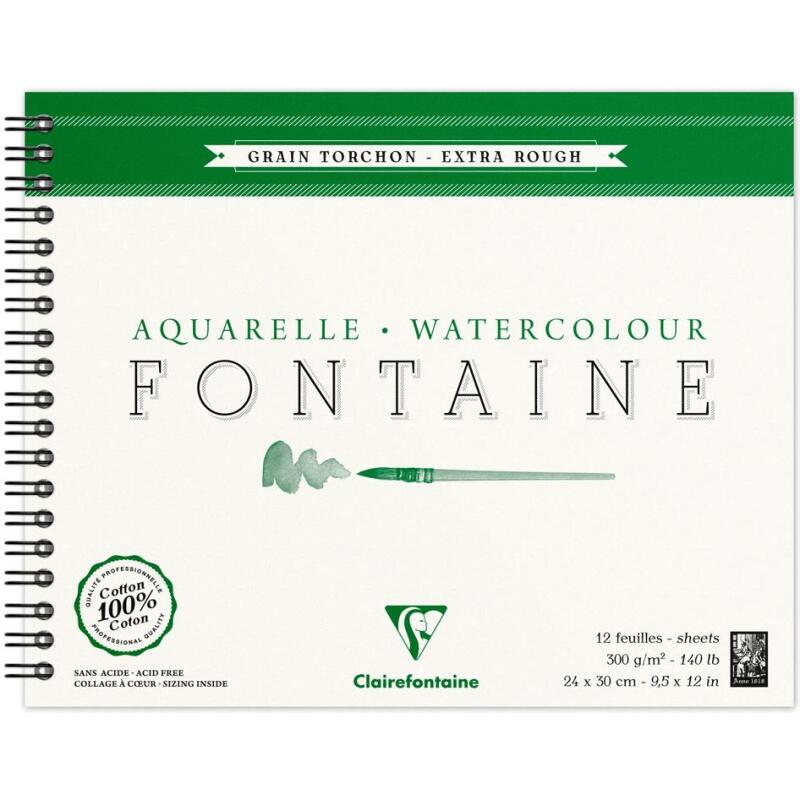 Fontaine album spiralé 12F 24x30cm 300g grain torchon