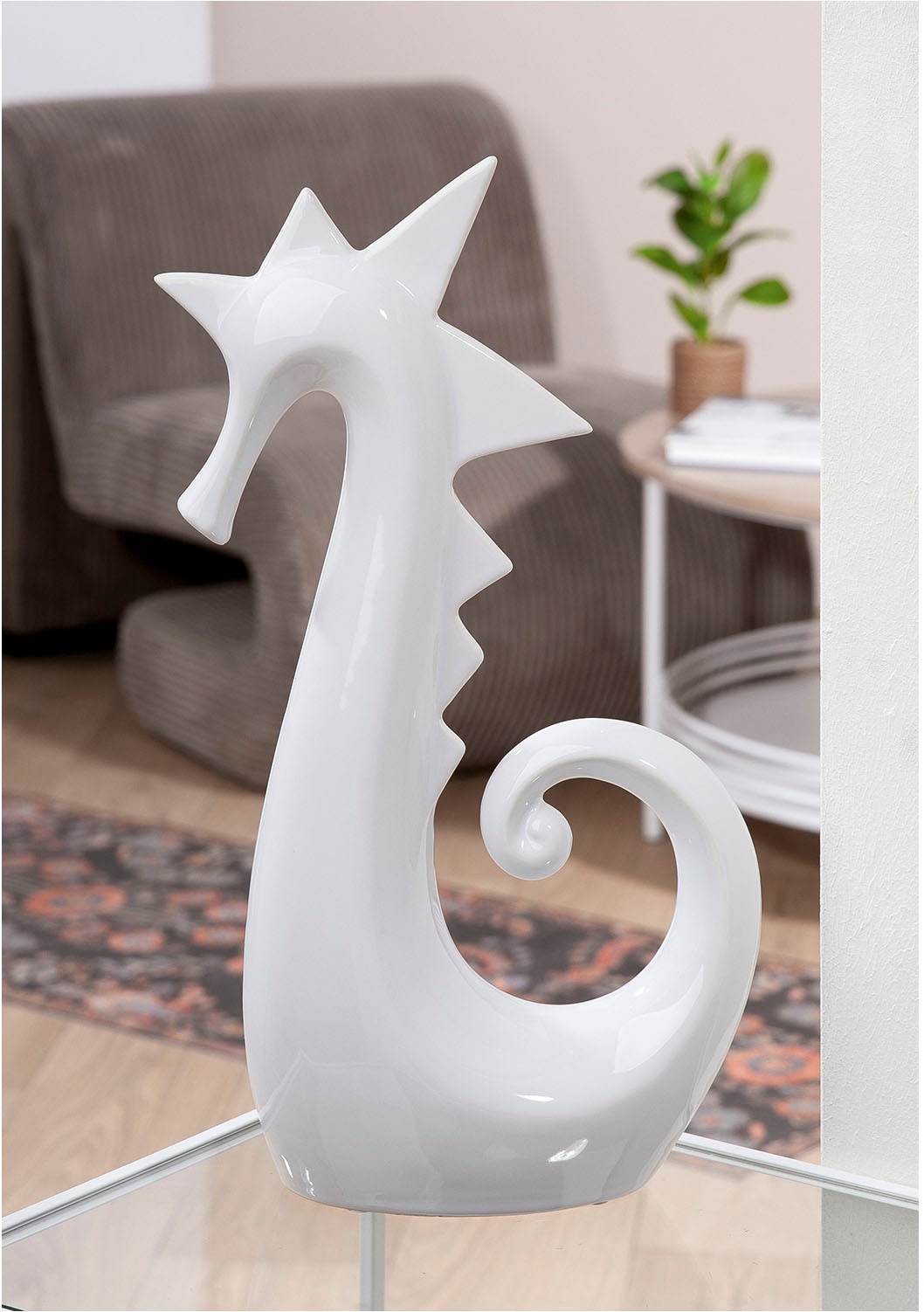 GILDE Tierfigur »Seepferdchen, weiss glänzend«