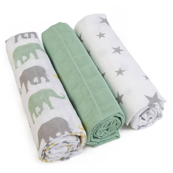 GrünspechtGrünspecht   3er Pack Mullwindeln mint/blau