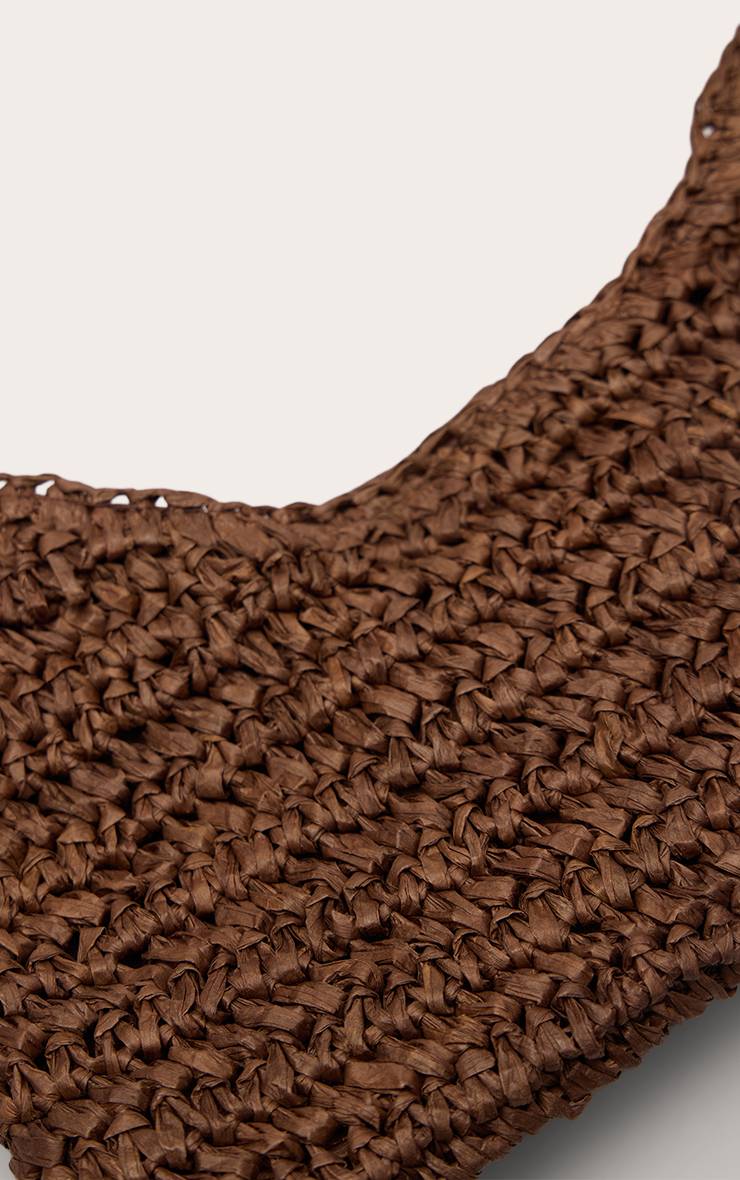 Chocolat Sac À Bandoulière En Raphia Avec Ornements De Coquillages