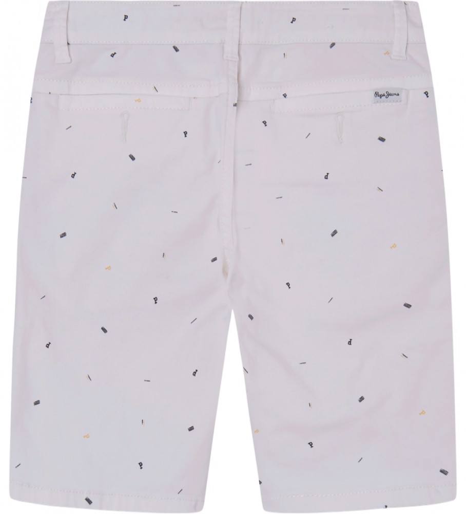 Shorts brancos com estampa Blueburn da Pepe Jeans