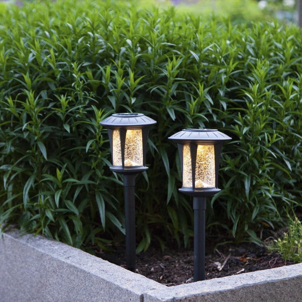Monaco LED-zonnepadverlichting in zwart, 2 x 0,03W met schemersensor