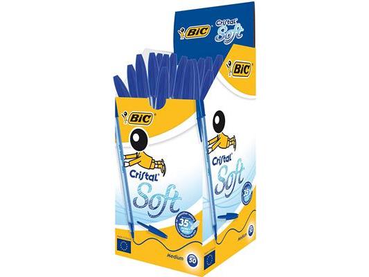 BIC Kugelschreiber Cristal Soft 0.35 mm, 50 Stück, Blau Klassischer Bic Cristal Kuli
