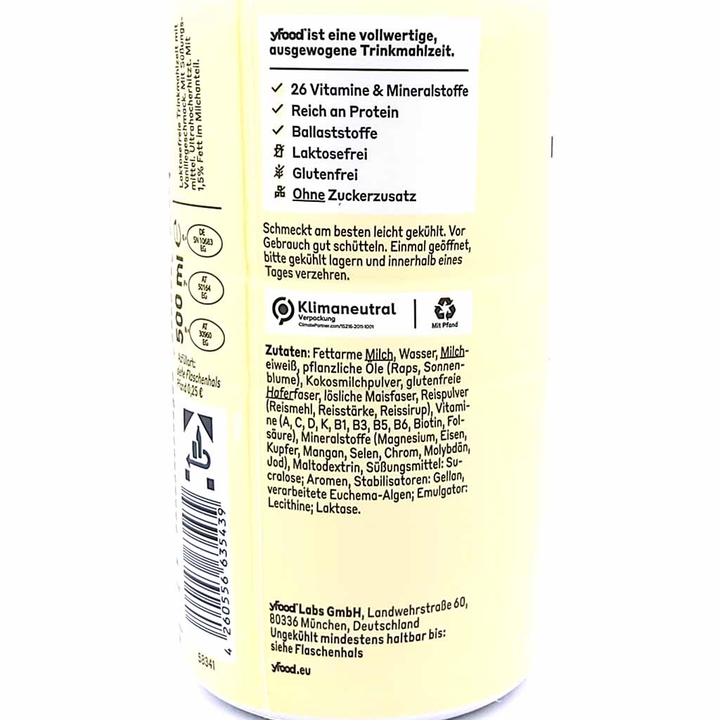 yFood Trinkmahlzeit Smooth Vanilla 6x á 500ml=3L MHD:23.7.25