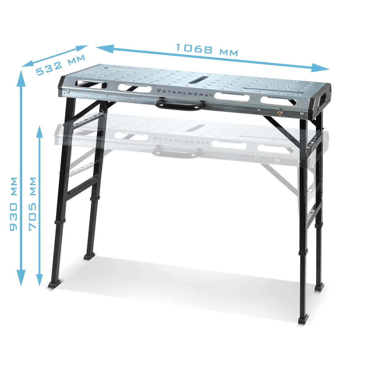 STAHLWERK Mobiele Lastafel AWT-930 ST 1068 x 532 mm Werkbank in hoogte verstelbaar