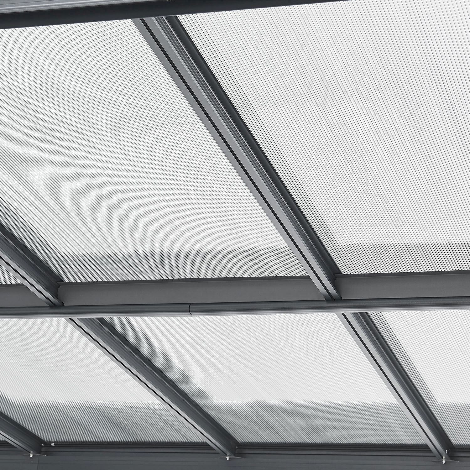 Juskys Carport mit Flachdach 5x3 m – freistehende Überdachung aus Aluminium mit Doppelstegplatten