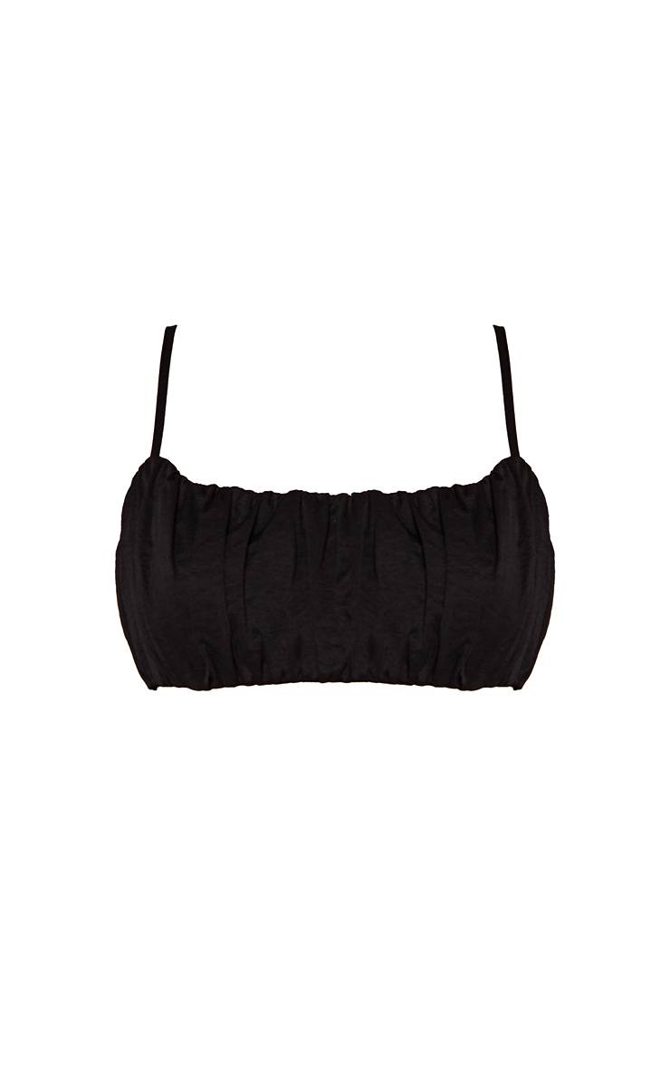 Noir Brassière Bouffante En Tissu Tissé