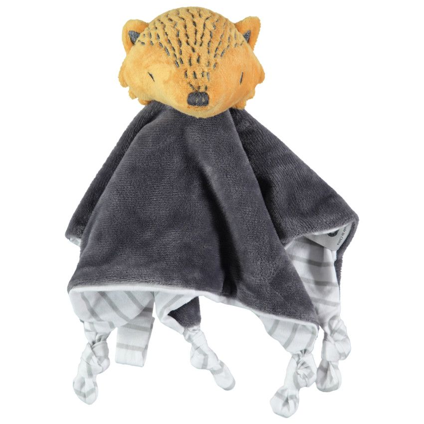 Doudou renard en velours - Gris chiné
