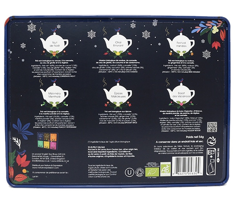 Coffret Premium Holiday Bleu 36 sachets bio - English Tea Shop