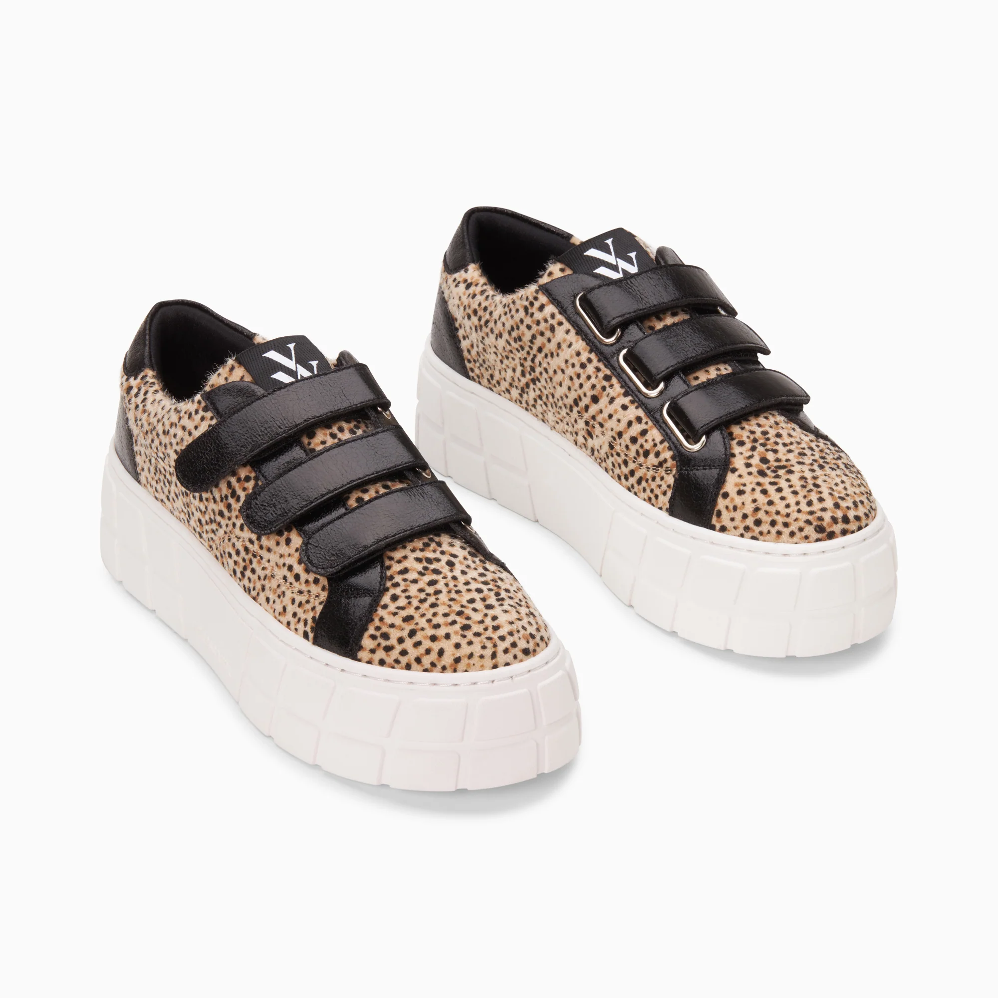 Sneakers-Baskets Monica guépard à scratchs noirs et plateforme