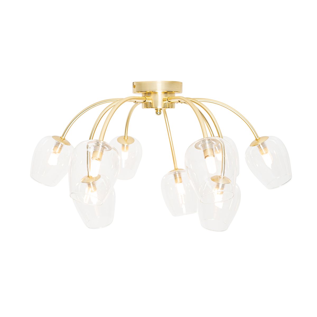 Klassieke plafondlamp goud met glas 9-lichts - Elien
