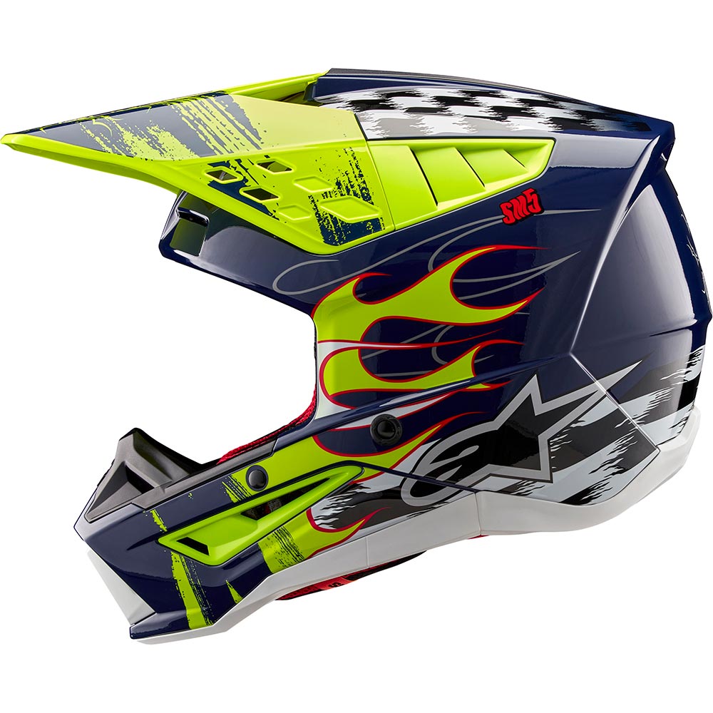 Alpinestars - Casque S-M5 Rash Navy / Jaune fluo / Brillant