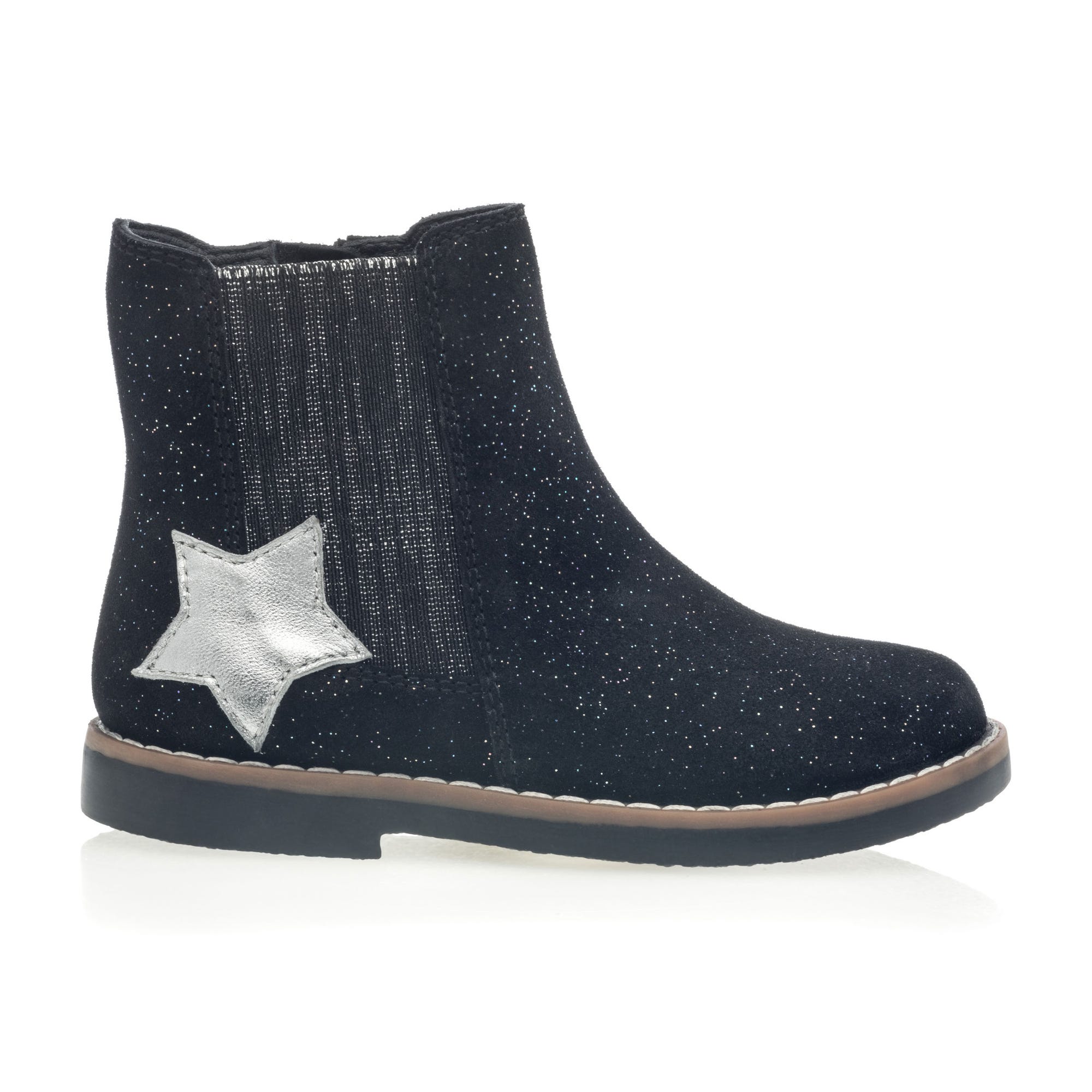 Bottines Fille en cuir noir