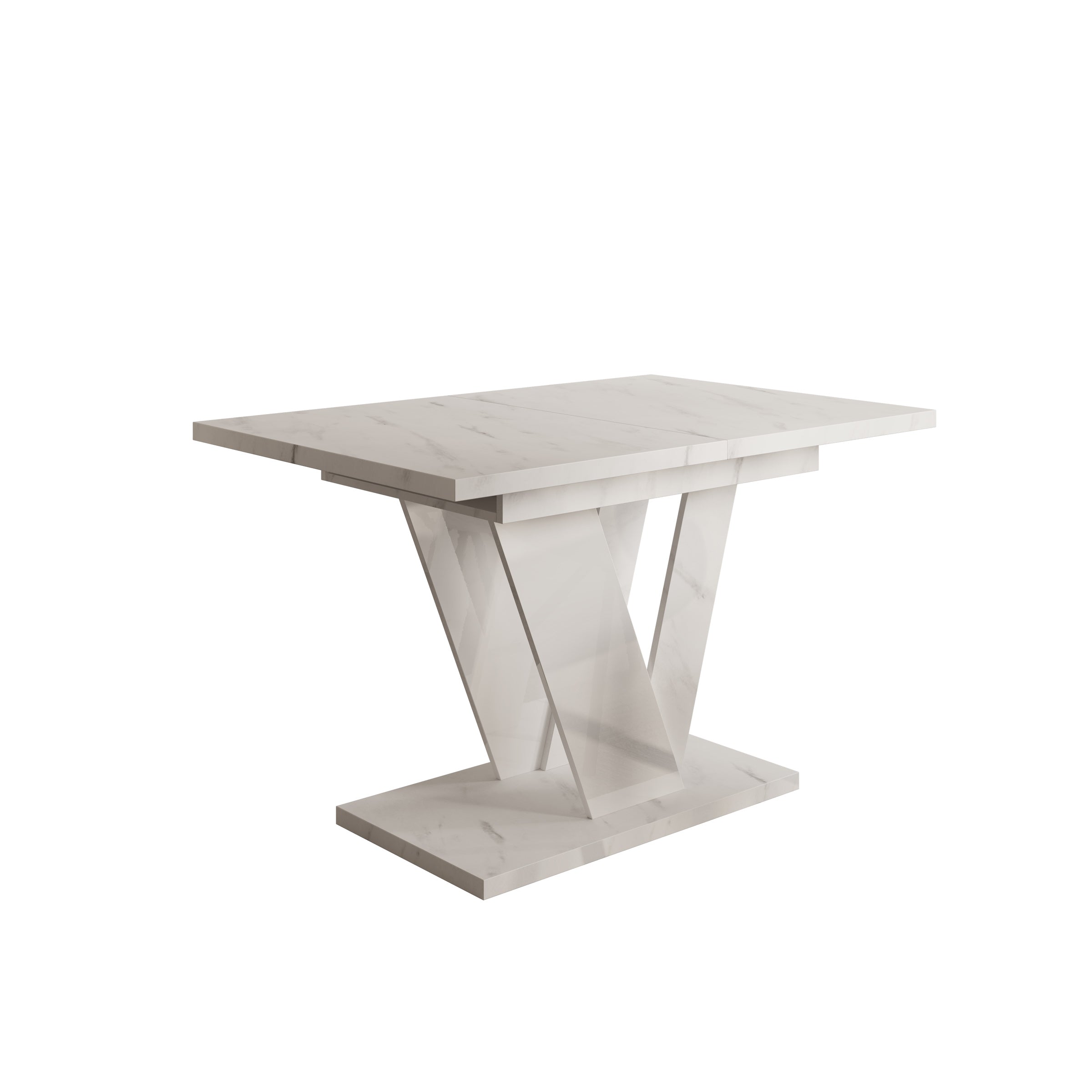 Meubella - Eetkamertafel Dayman - Wit marmer - 160 cm - Uitschuifbaar
