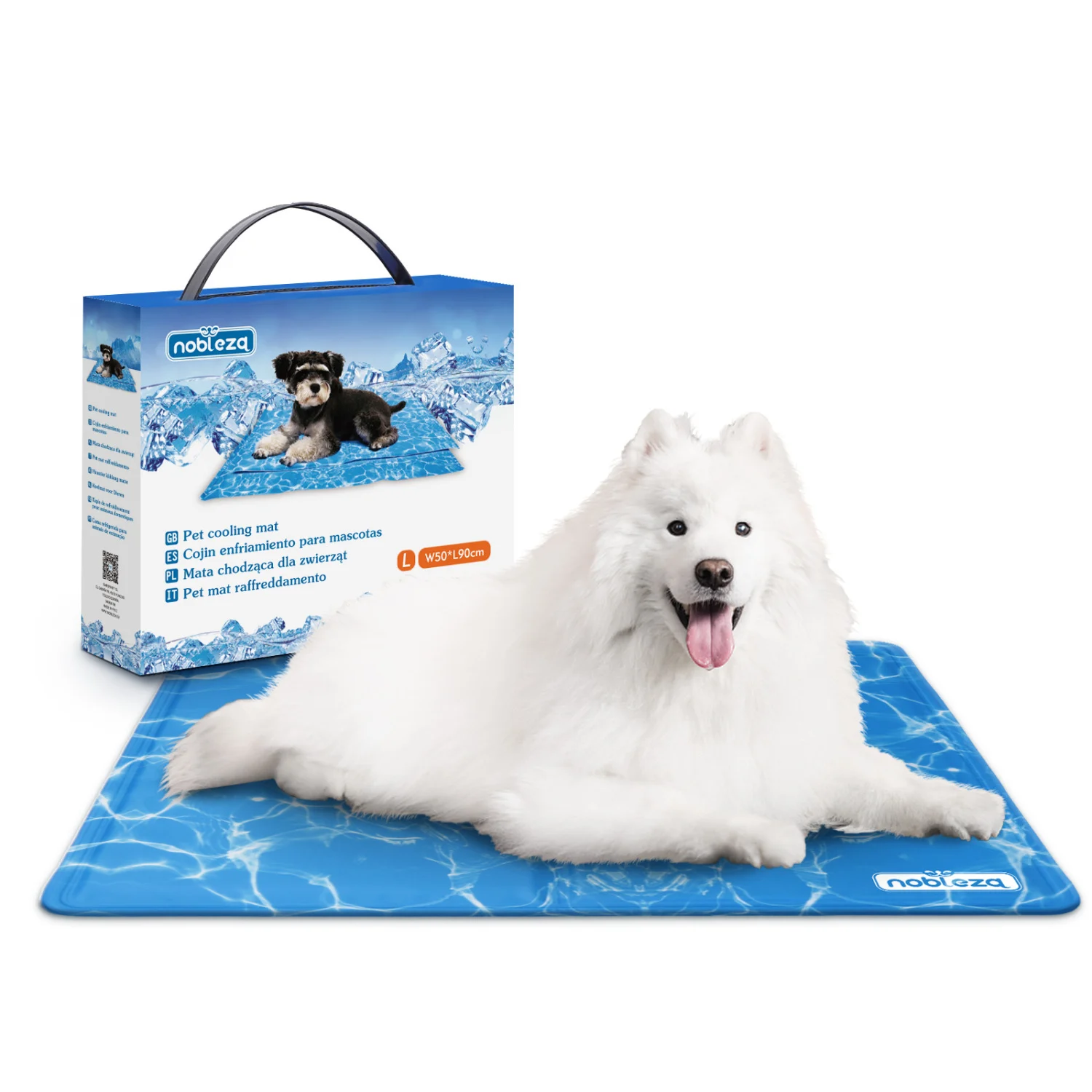 Tapete refrescante Nobleza para animais de estimação de grande porte. Auto-refrescante. Atóxico. Ideal para cães e gatos no verão. 65 x 50 cm, Azul (M)