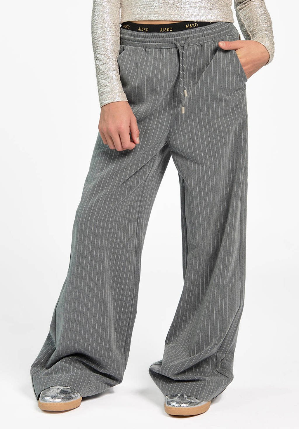 AI&KO flared casual broek grijs