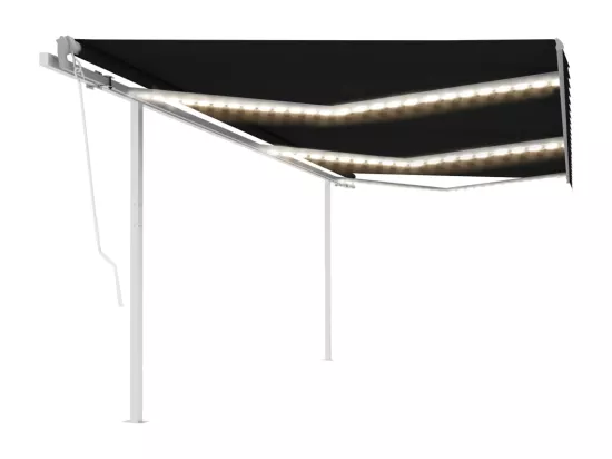 Auvent automatique capteur de vent/LED 6x3 m Anthracite