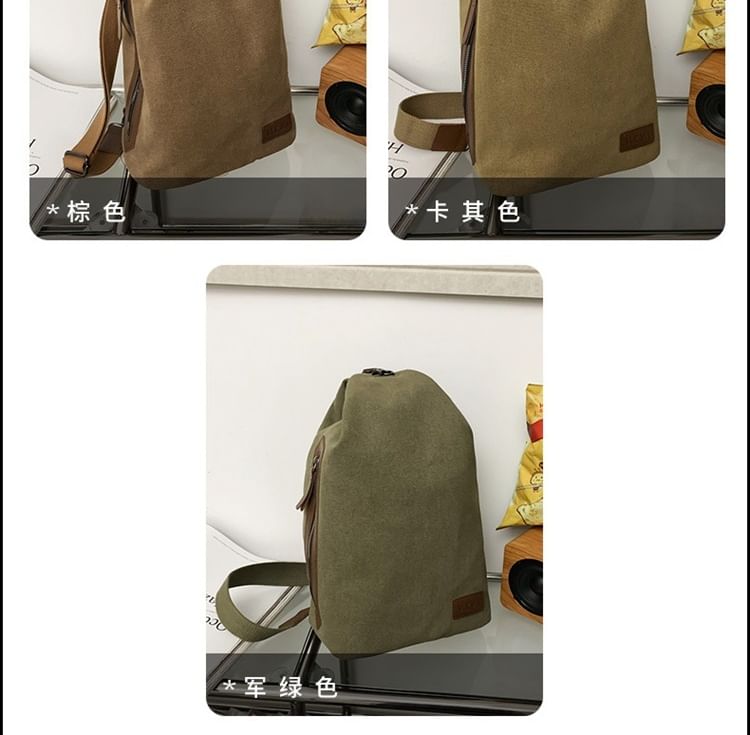 EAVALURE - Canvas schoudertas met applicatie