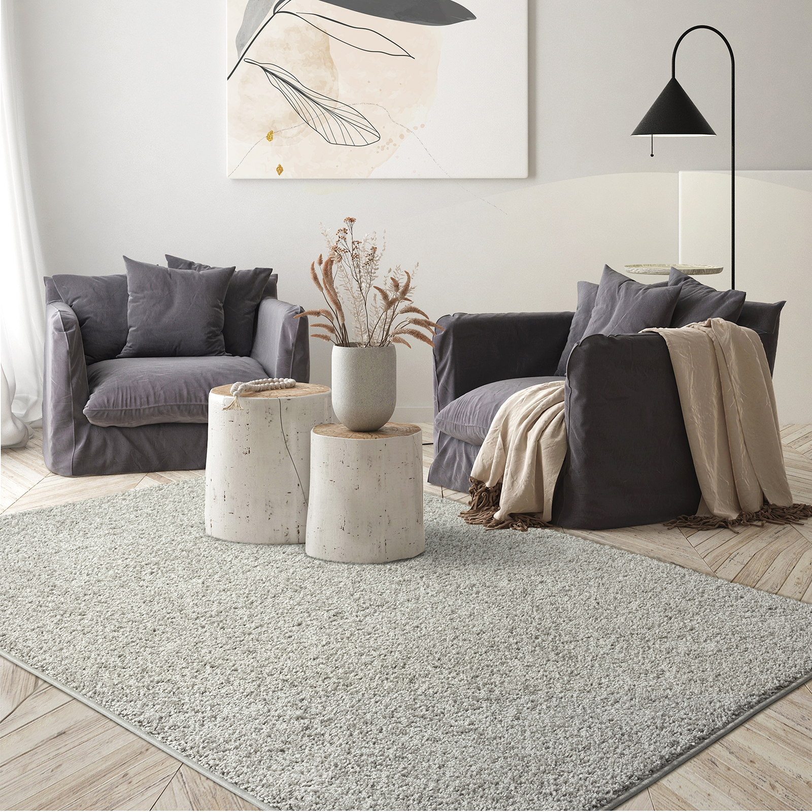 Teppich - grau - gewebt - 80x150 cm