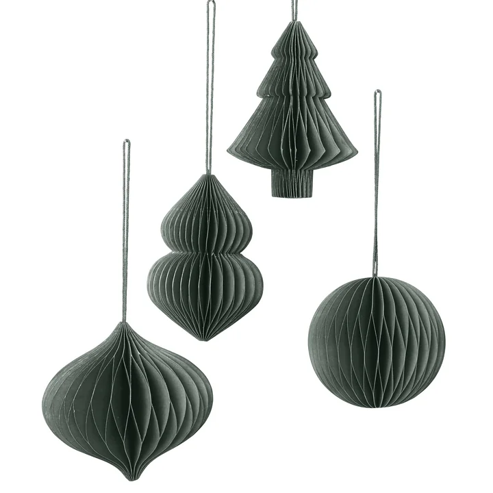 Broste Copenhagen - Christmas Mix Deko-Anhänger, Ø 9 x H 10 cm, thyme (4er-Set)