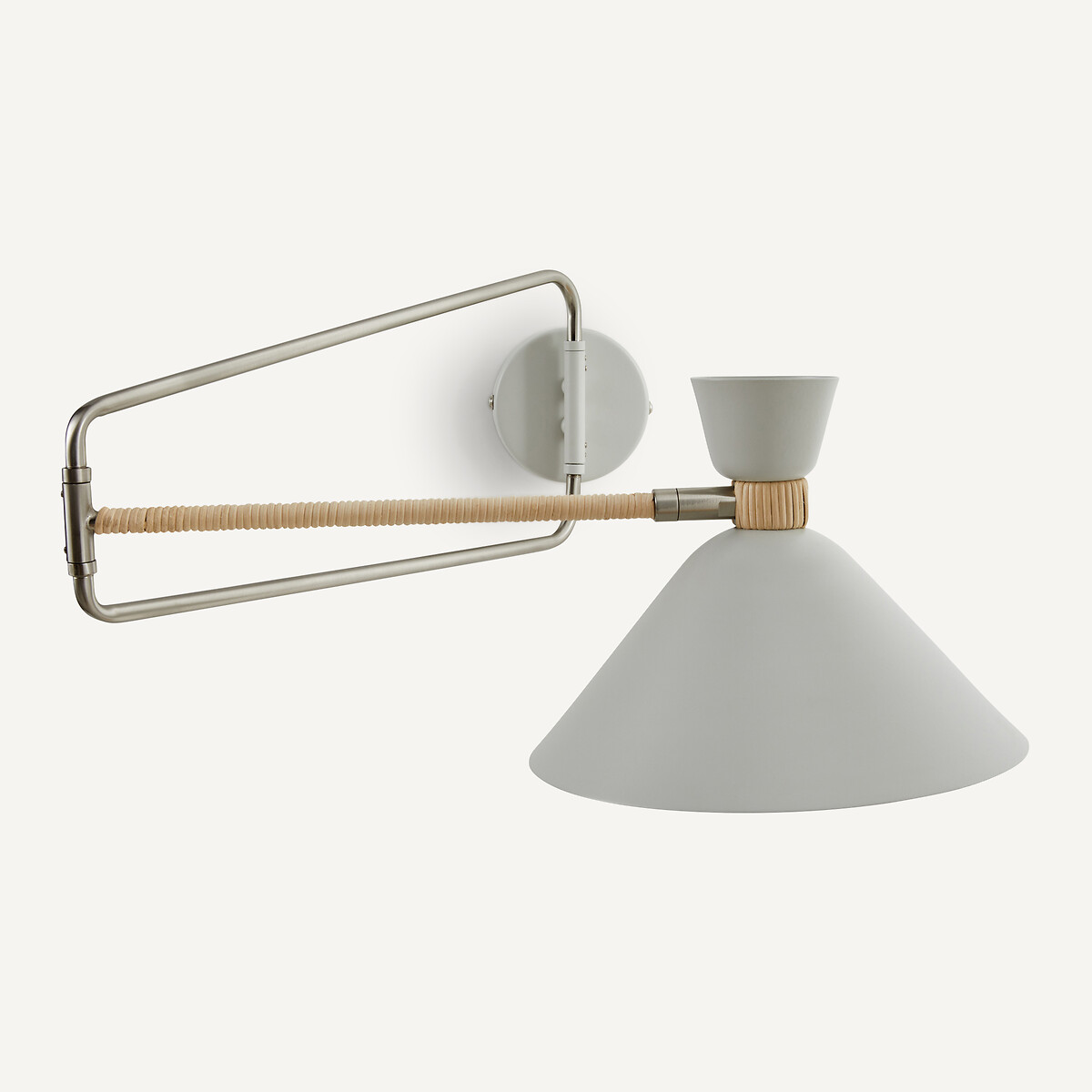 AM.PM<br>Luminária de parede articulada em metal e rattan, Zoticus Ratan