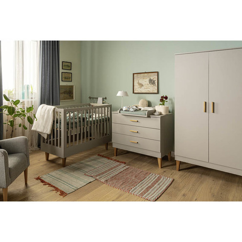 Chambre TRIO lit 70x140 commode armoire LOUNGE Gris - VOX