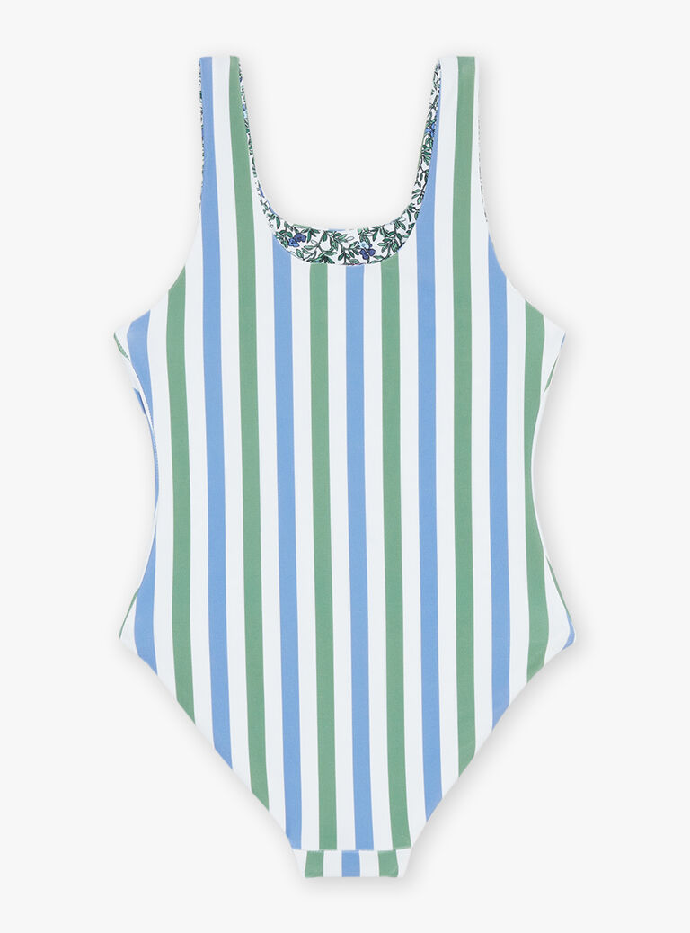 Maillot de bain 1 pièce réversible écru à imprimé fleuri