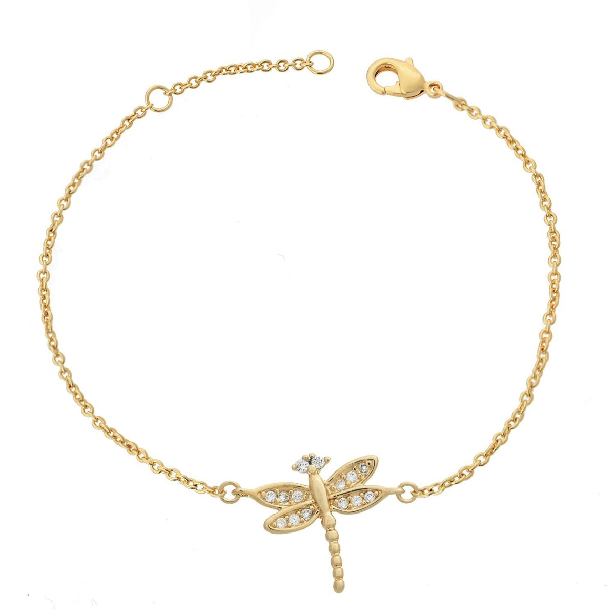 Bracelet libellule oxyde de zirconium Plaqué OR 750 3 microns