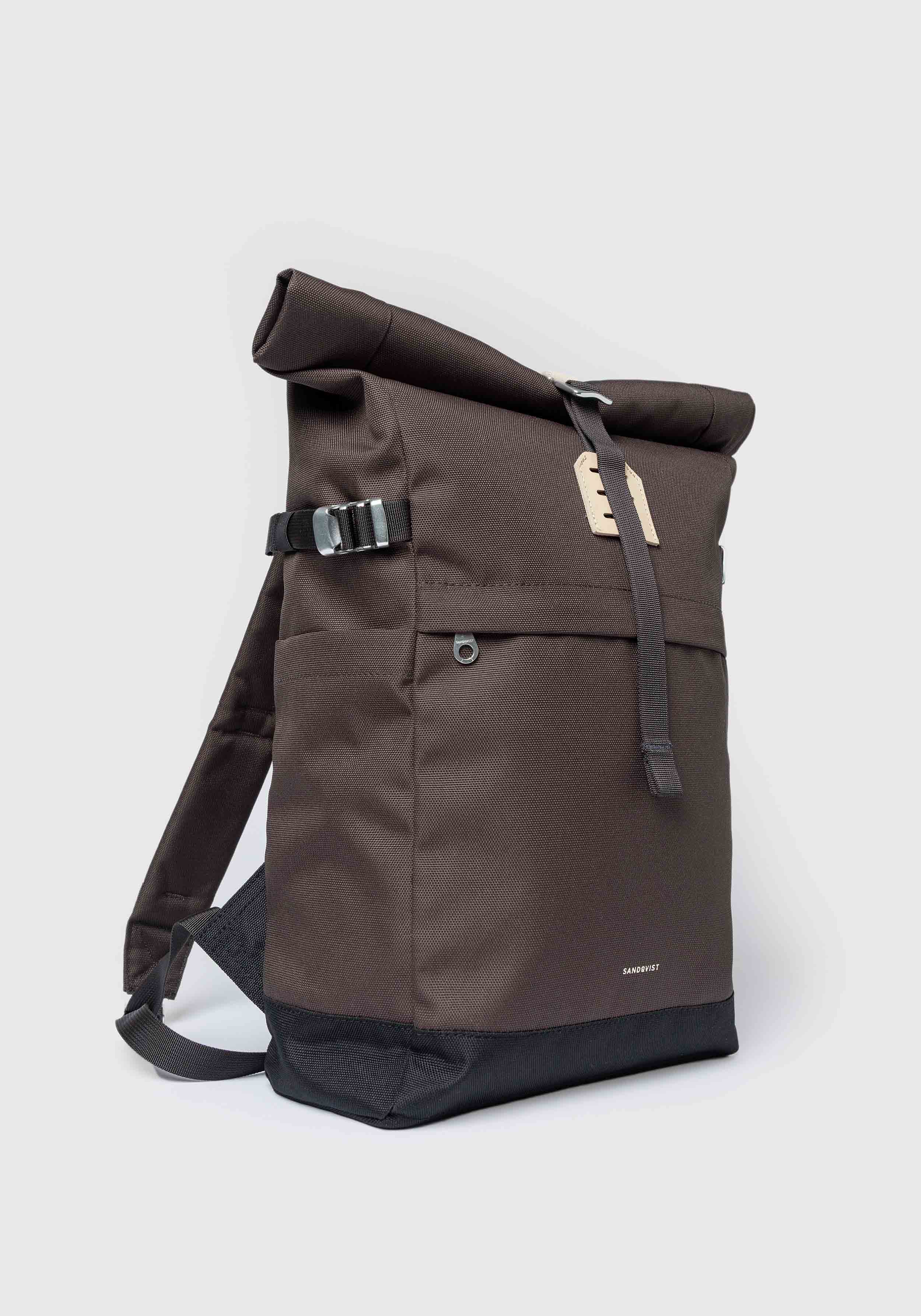 Sandqvist Rucksack Icon Rolltop Backpack M Brown With Natural Leather