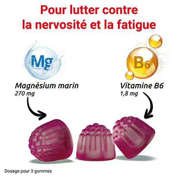 Gomas de mascar MAG 2 sabor framboesa com magnésio e vitamina B6 para fadiga e nervosismo (45 gomas)