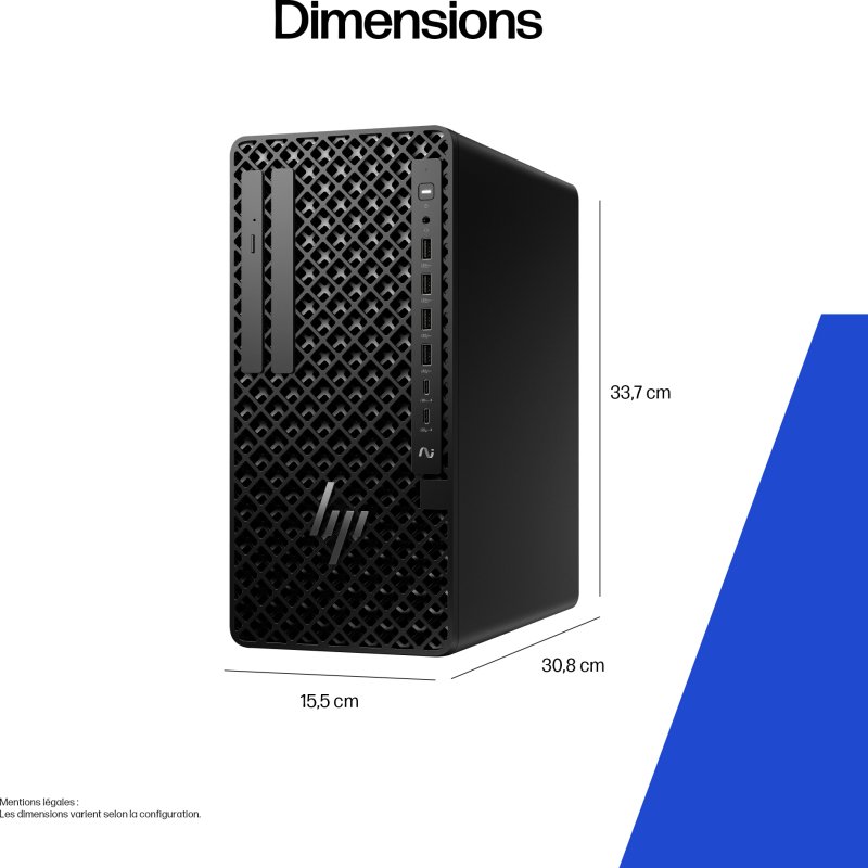 HP Z1 Tower G1i Intel Core Ultra 7 265 16 Go DDR5-SDRAM 512 Go SSD NVIDIA RTX A400 Windows 11 Pro Station de travail AI Workstation, AI PC Noir