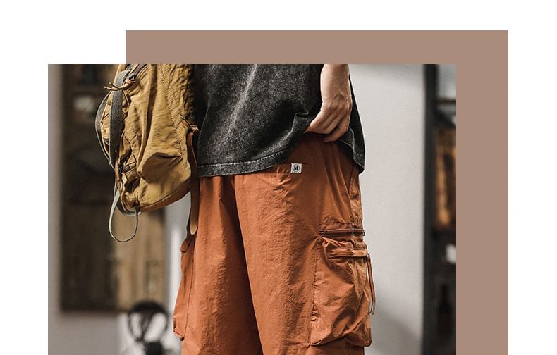 Nataro - Mid Rise Plain Cargo Shorts