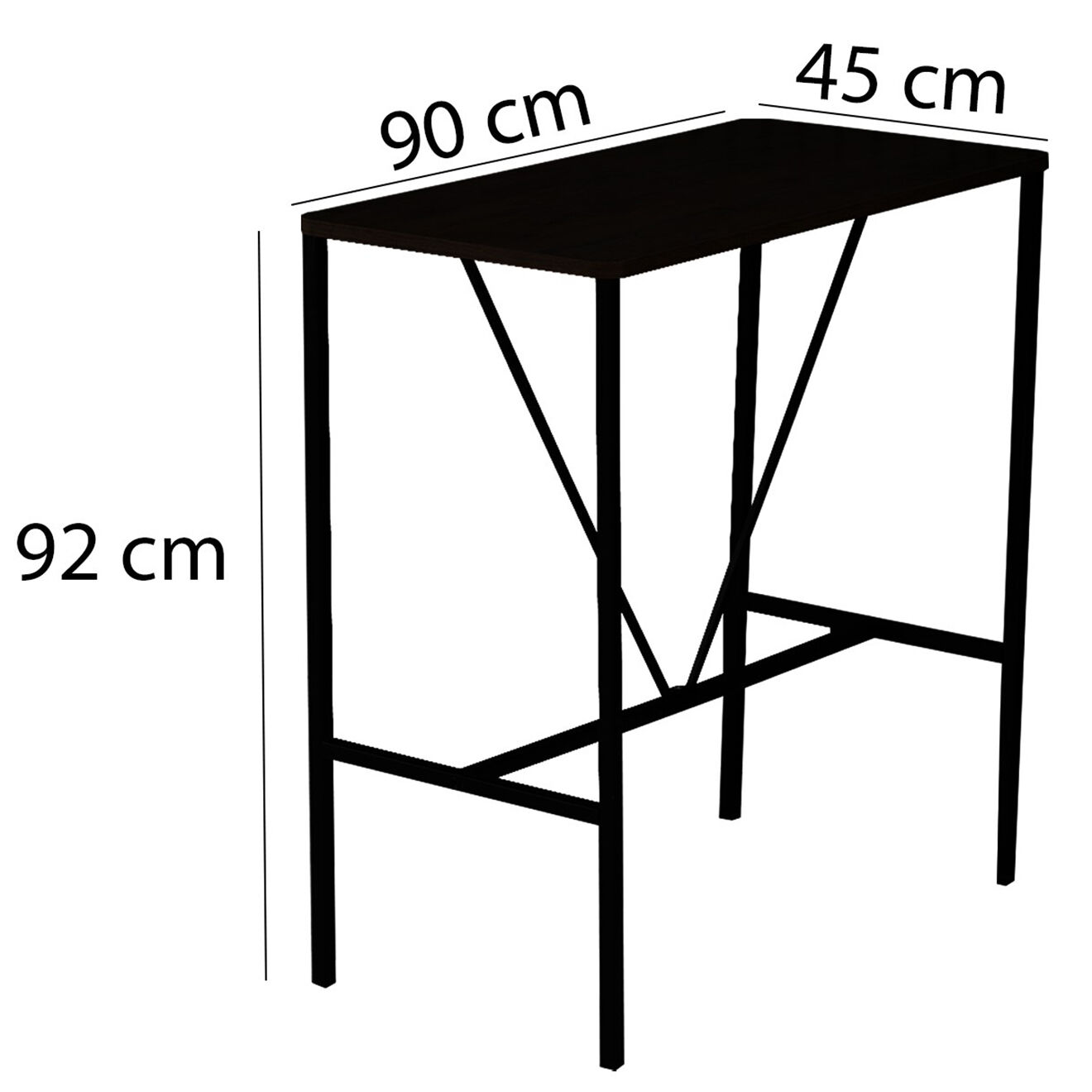 Homitis Table haute + 4 Tabourets de bar Nordic noyer/noir