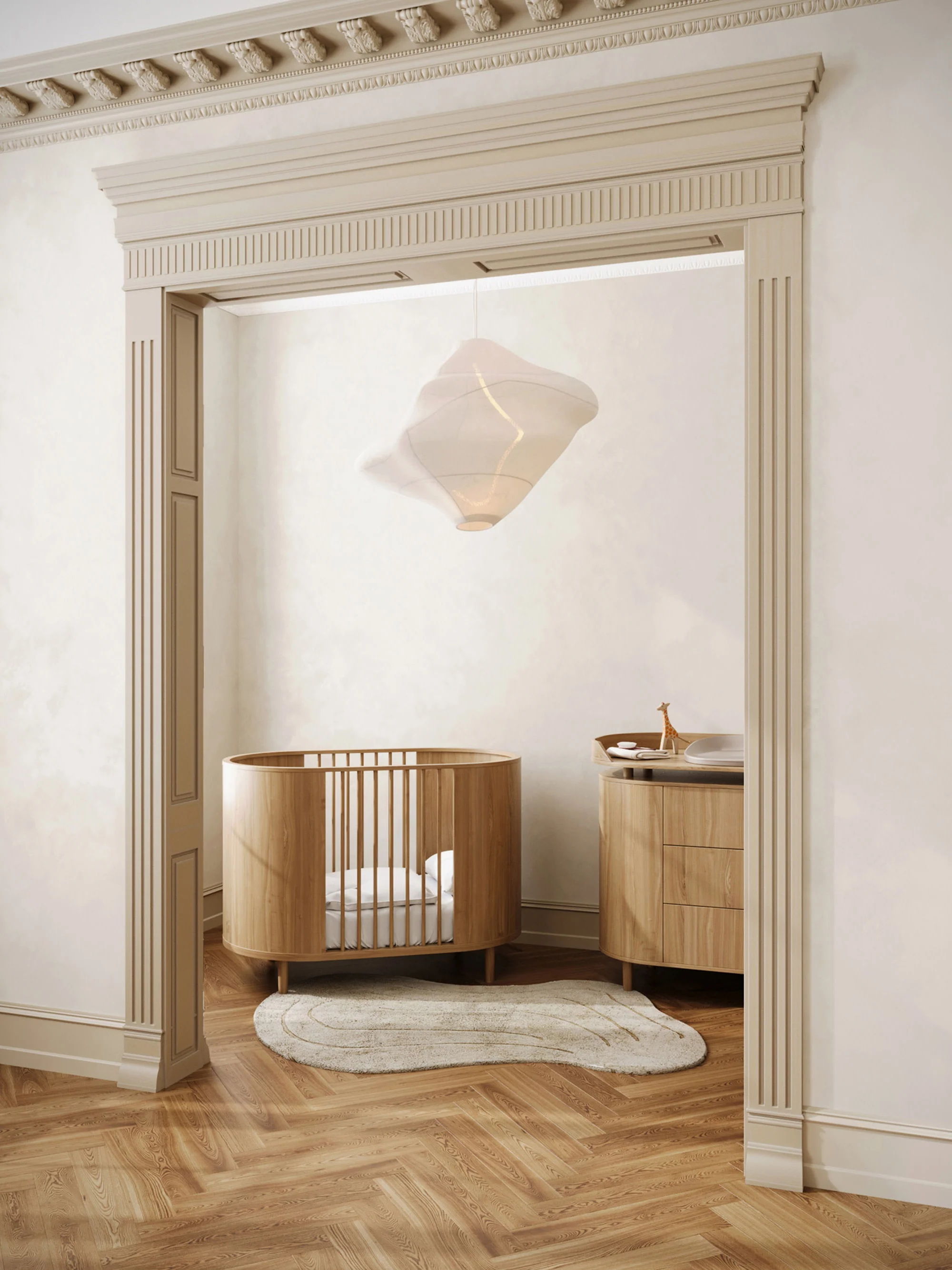 Handgemaakt in hoogte verstelbaar babybed Kai,
