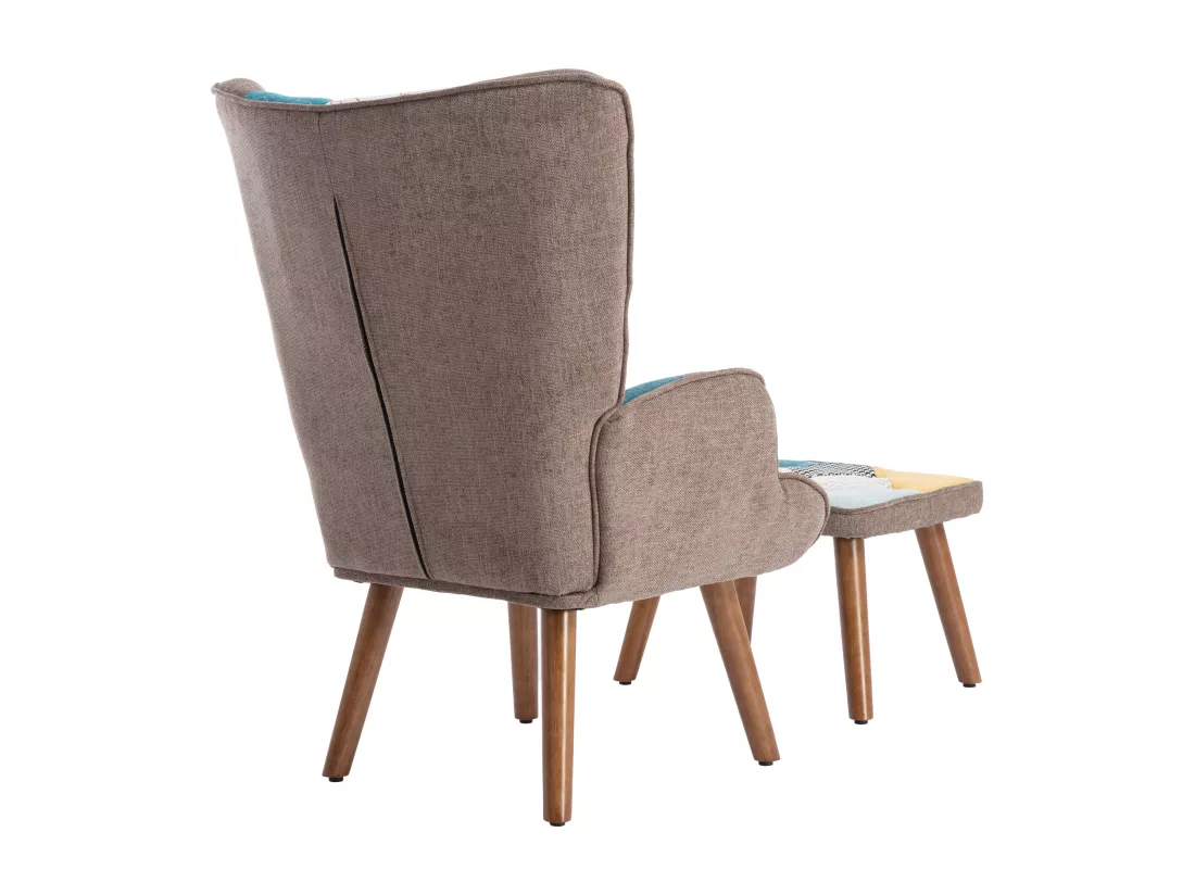 Chaise de loisirs assortie avec repose-pieds, fauteuil de salon avec dossier et coussin