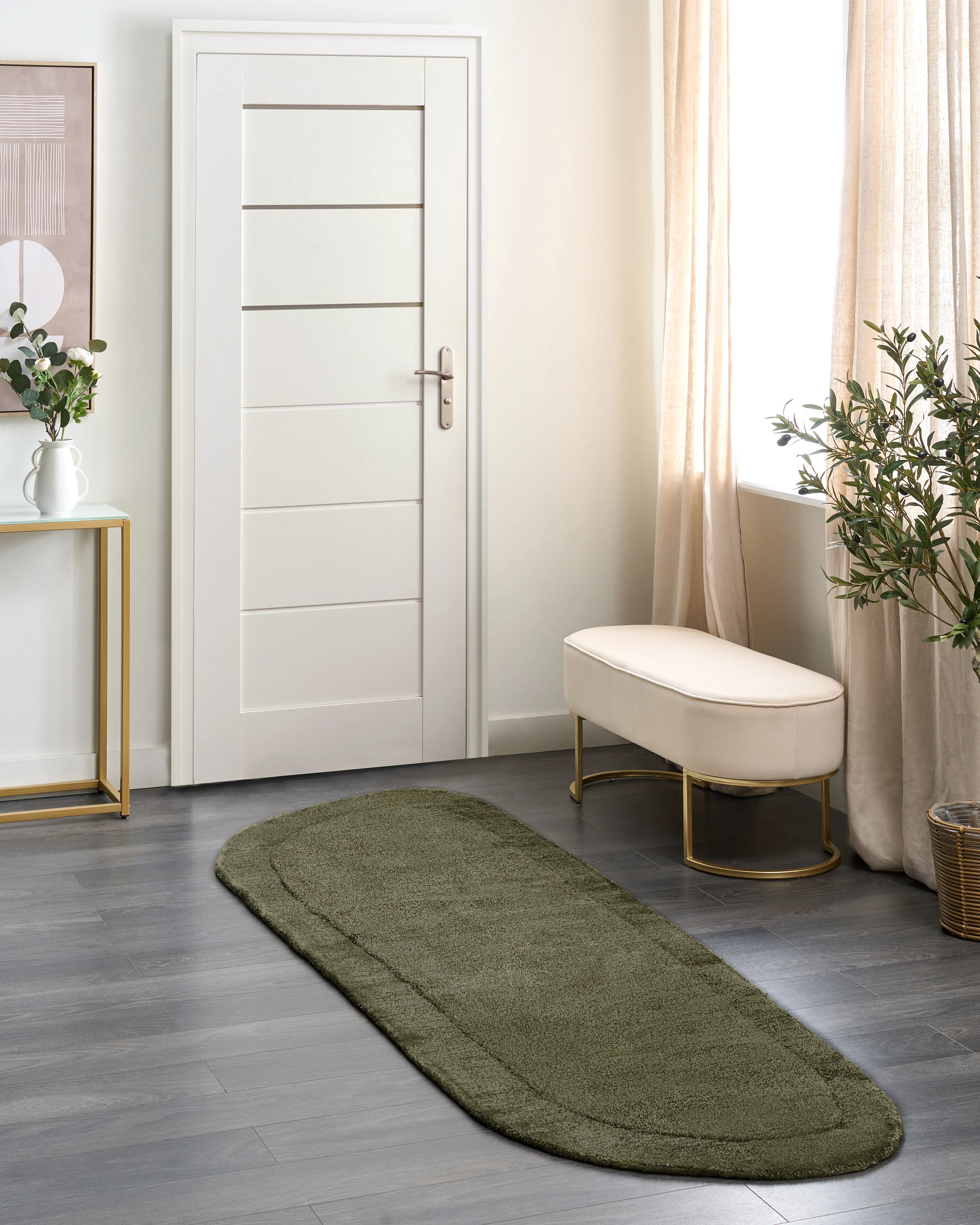 Vloerkleed BERANI Donkergroen 80 x 250 cm Viscose