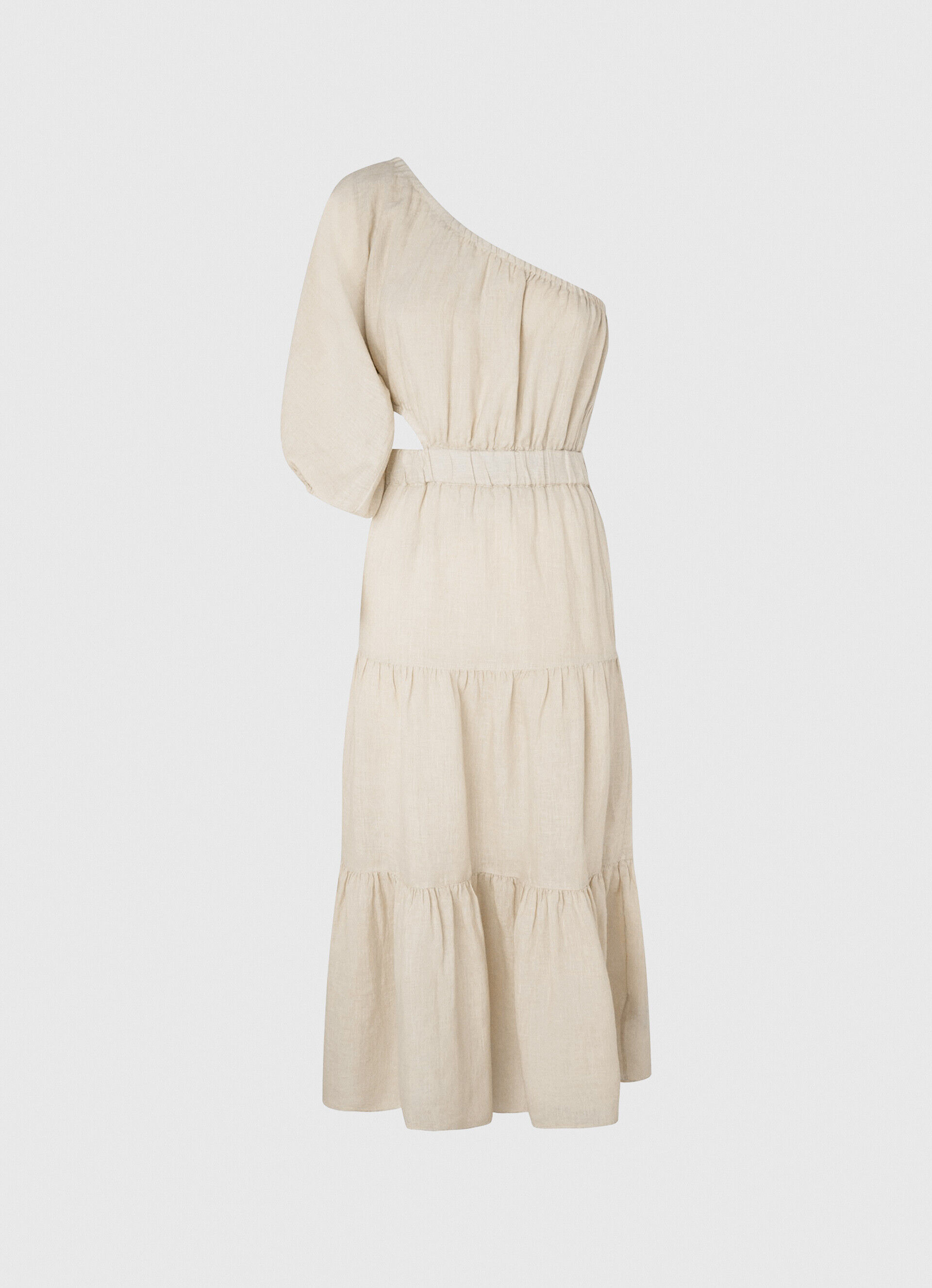 VESTIDO ASSIMÉTRICO DE LINHO PUA - bege pedra