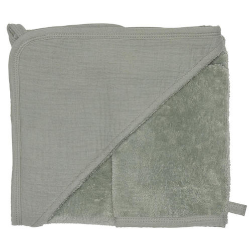 Cape de bain + gant - bambou & gaze de coton Vert de gris - BB&CO
