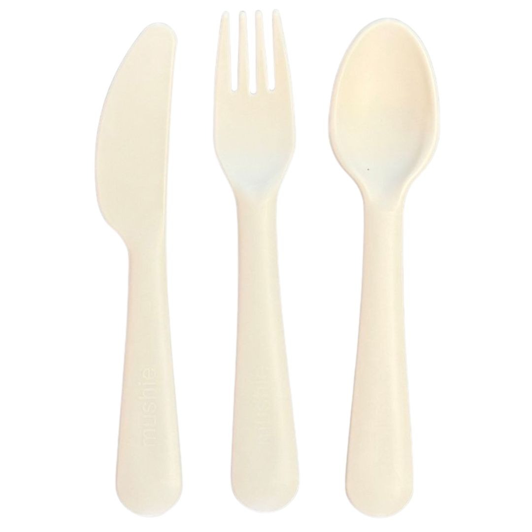 Mushie kinderbestek ivory - 3st
